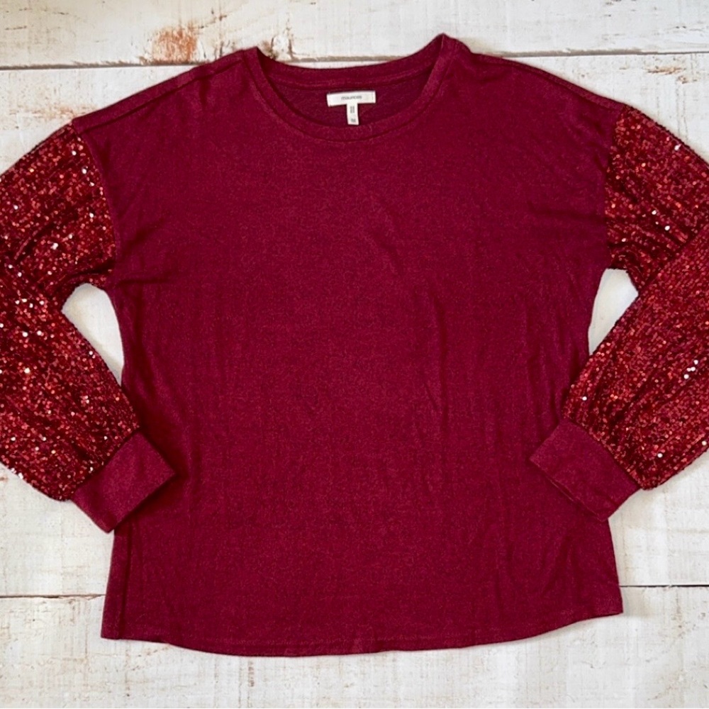 Maurice’s Burgundy Sequin Sleeve Top